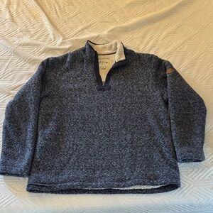 Orvis Men's Heather Navy Blue Zip-Up Sweater